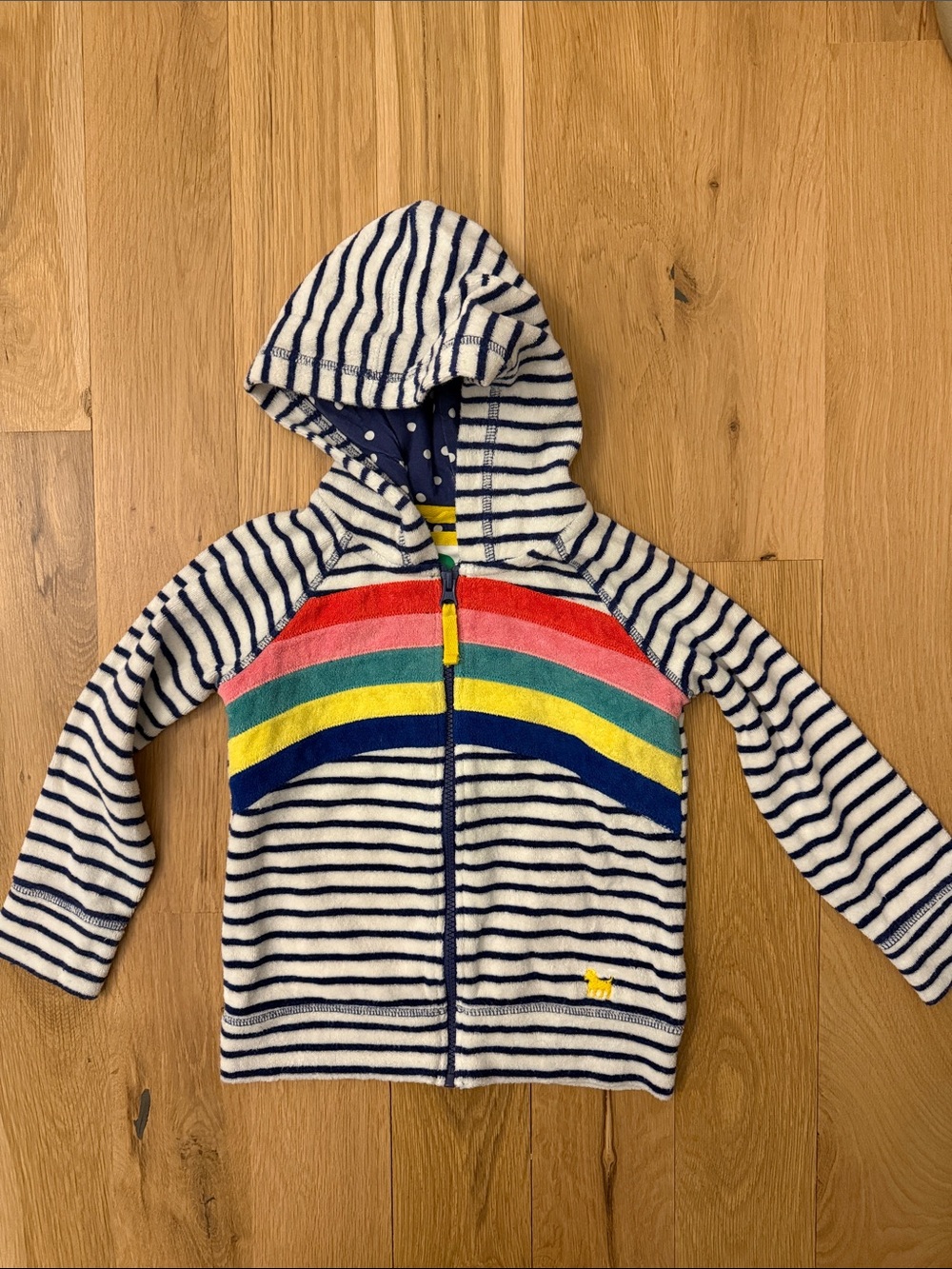 Mini Boden Girls Terry Cloth Zip Up Hooded Sweatshirt